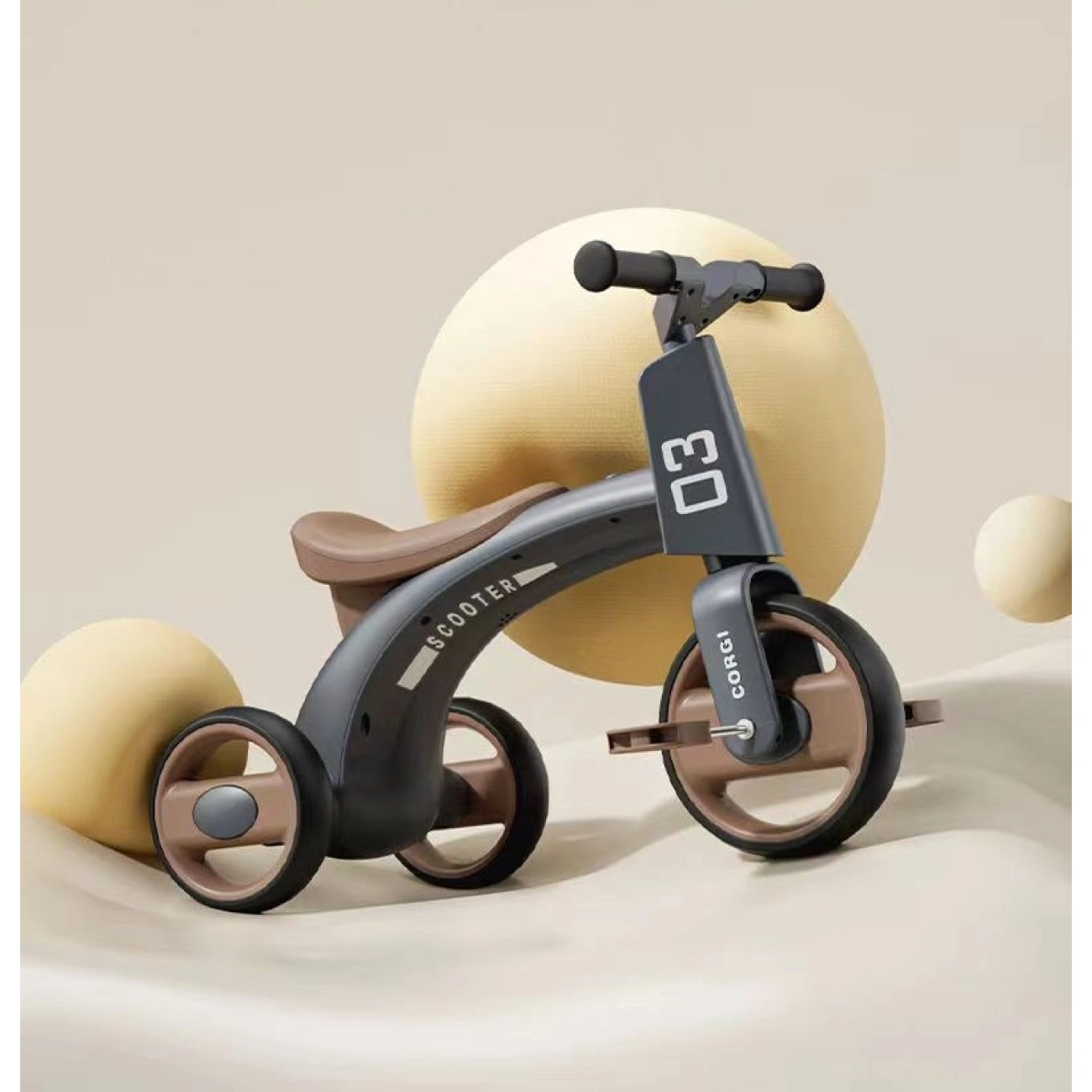 Дитячий велосипед триколісний Corgi N1 12" з музикою та LED-підсвіткою (25547476) - фото 9