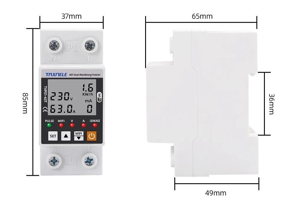 Реле напруги Taxnele 63A Tuya WiFi із захистом та моніторингом електроенергії (18217408) - фото 7