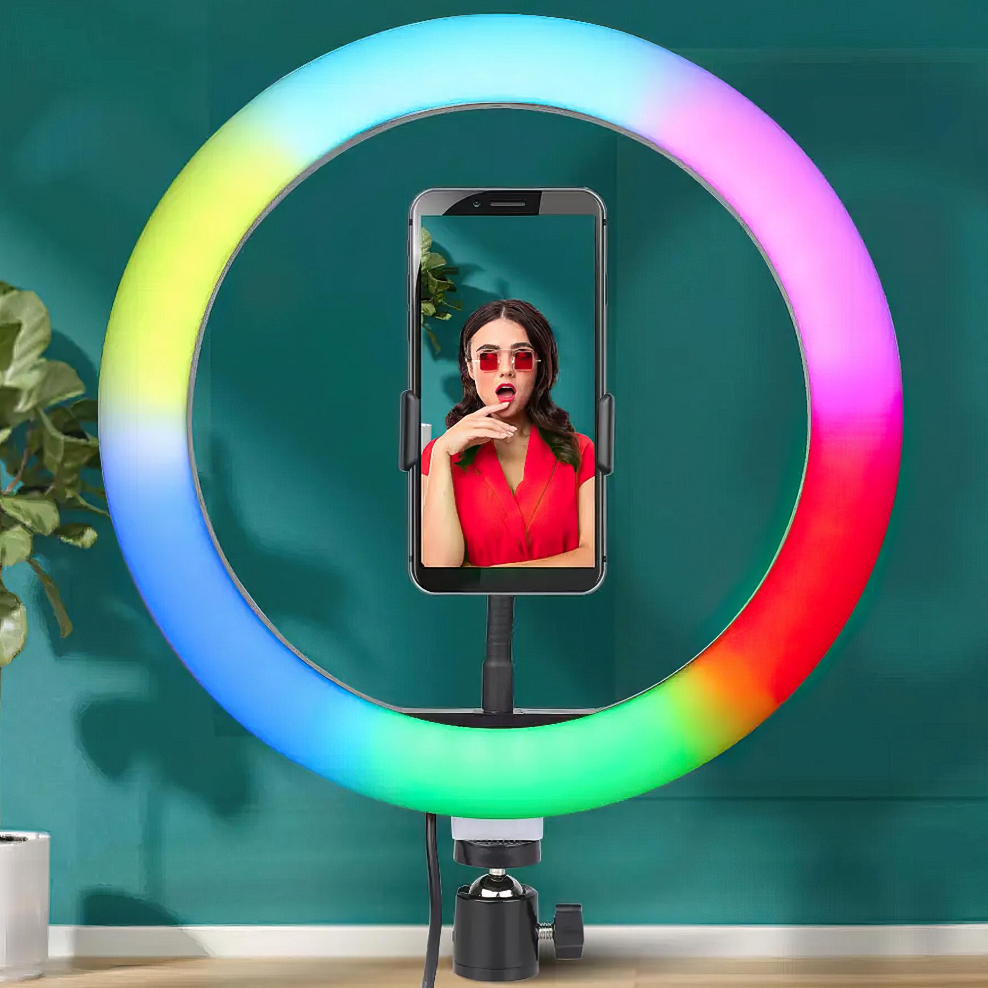 Лампа светодиодная кольцевая RGB 26 см для фото- и видеосъемки. - фото 2