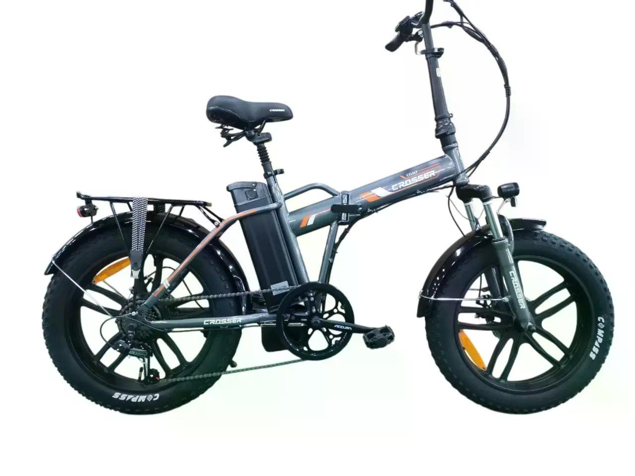 Електровелосипед Crosser COMP 350W 12Ah Сірий з помаранчевим