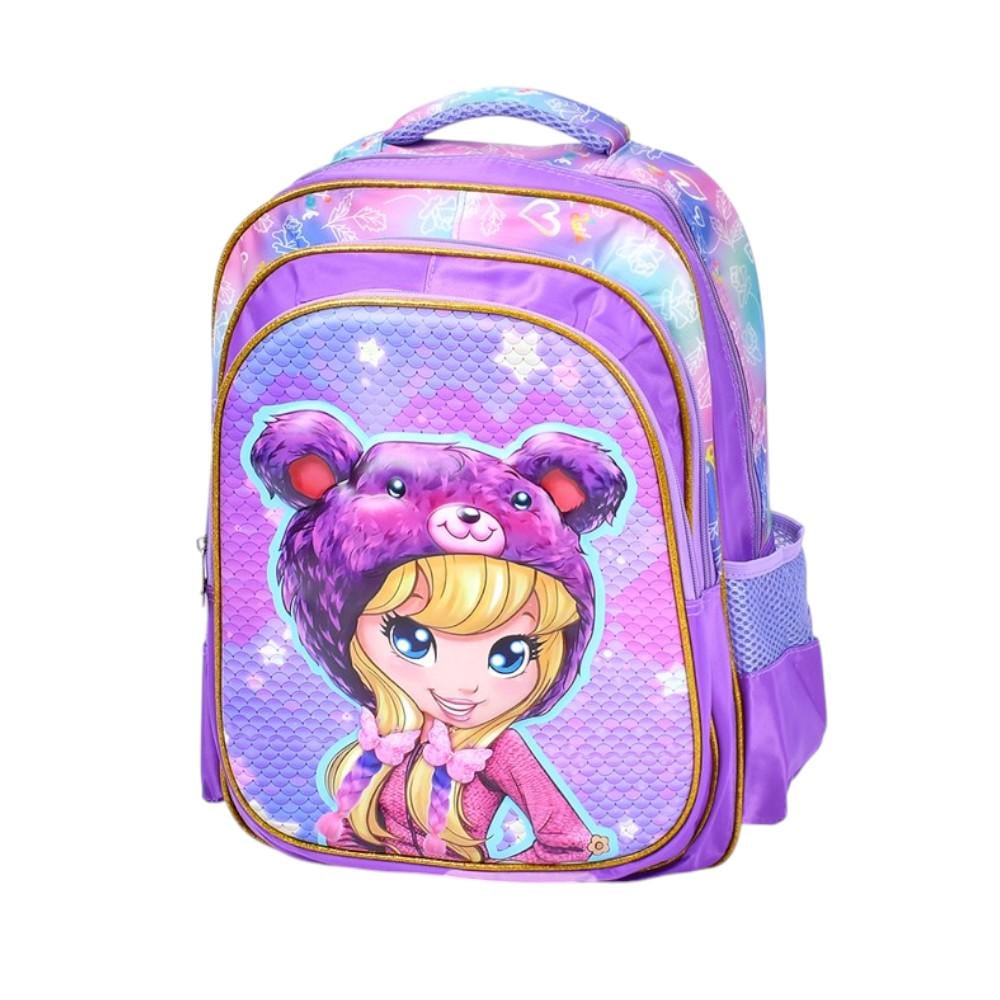 Детский рюкзак FG240502001A с тремя отделениями и принтом девочки Розовый Детский рюкзак FG240502001A с тремя отделениями и принтом девочки Розовый