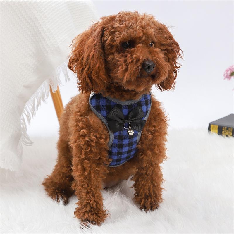 Шлея для собак с поводком с бабочкой и колокольчиком L 10-16 кг Синий (1М1762) - фото 2 Шлея для собак с поводком с бабочкой и колокольчиком L 10-16 кг Синий (1М1762) - фото 2