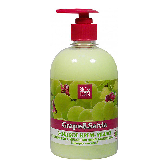 Мило рідке з дозатором Біотон виноград і шавлія антибактеріальне 500 мл (4820026144412)