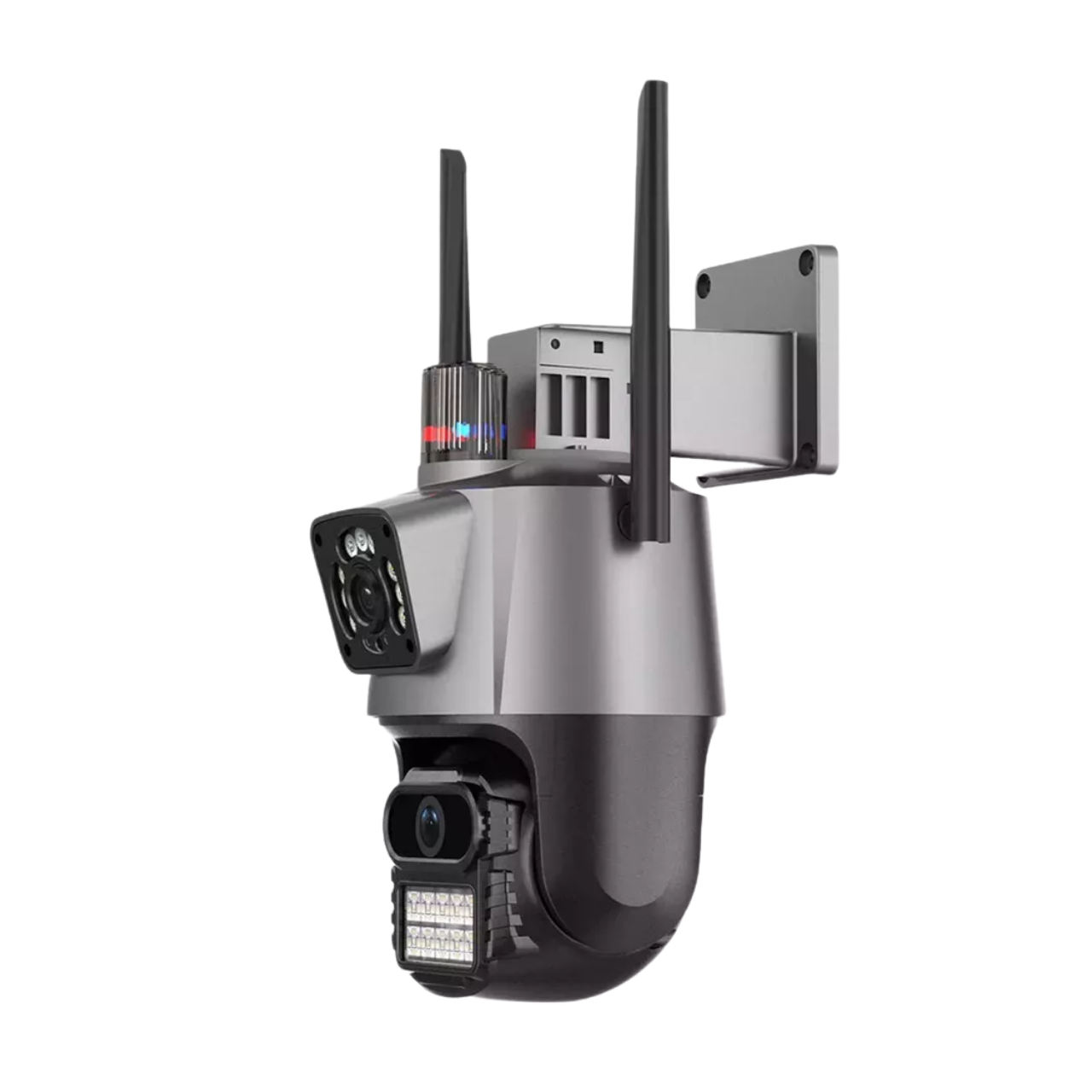 Камера інтелектуальна IP HD 2 об'єктива для зовнішнього та внутрішнього відеоспостереження поворотна WiFi Сіро-чорний (2197046587) Камера інтелектуальна IP HD 2 об'єктива для зовнішнього та внутрішнього відеоспостереження поворотна WiFi Сіро-чорний (2197046587)