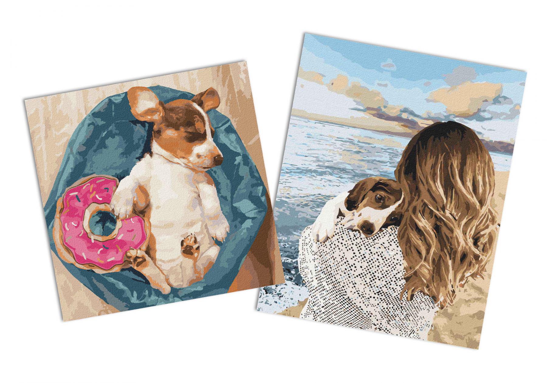 Набор картин по номерам Идейка 2в1 Любовь до безумия 40x50 см KHO4766 и Сладкие сны пушистика 40x40 см KHO4202 (CKHO6602)