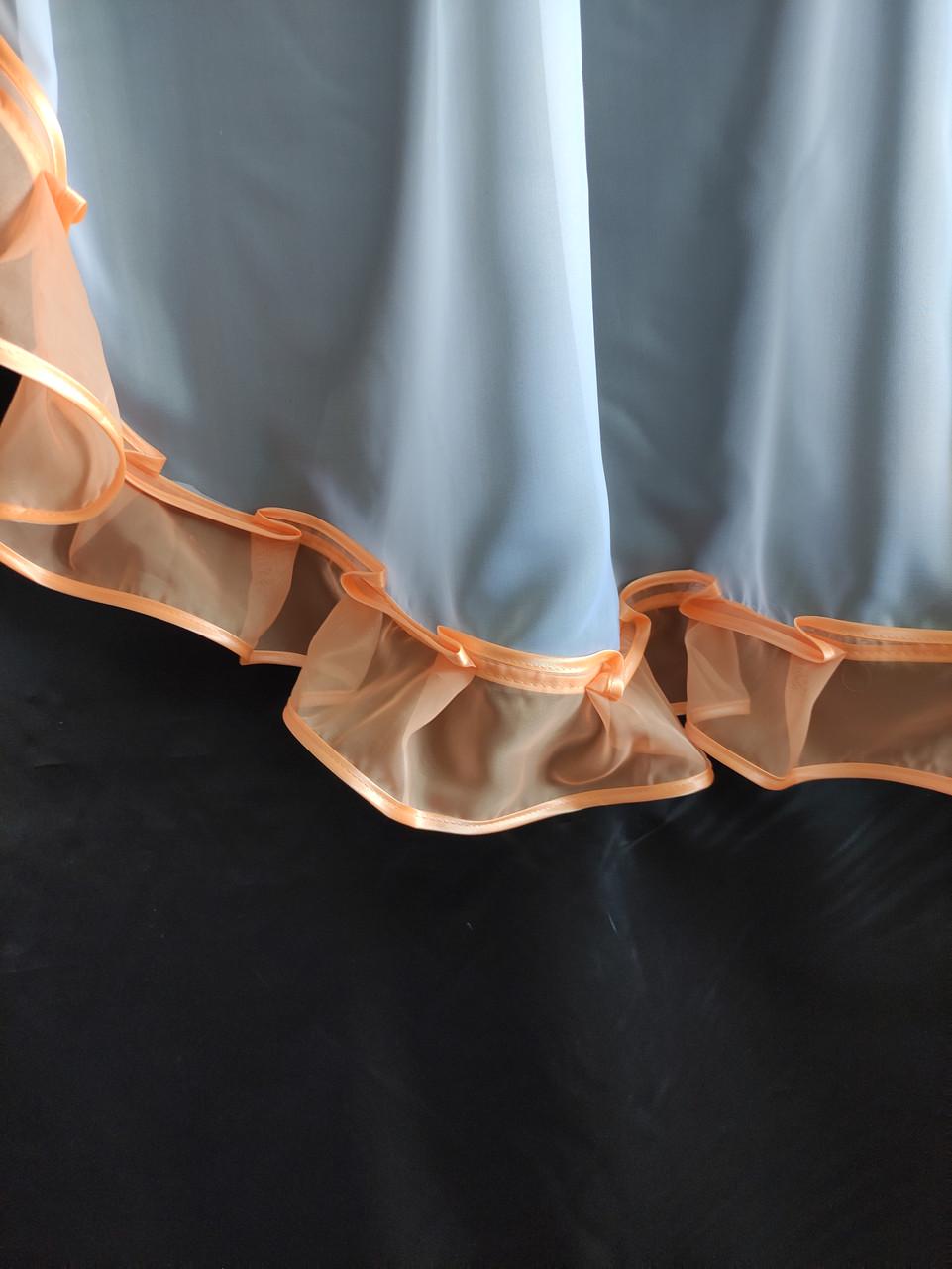 Тюль кухонная Ирис из двух частей органза и шифон 300х140 см Белый с персиковым (уо-005) - фото 3