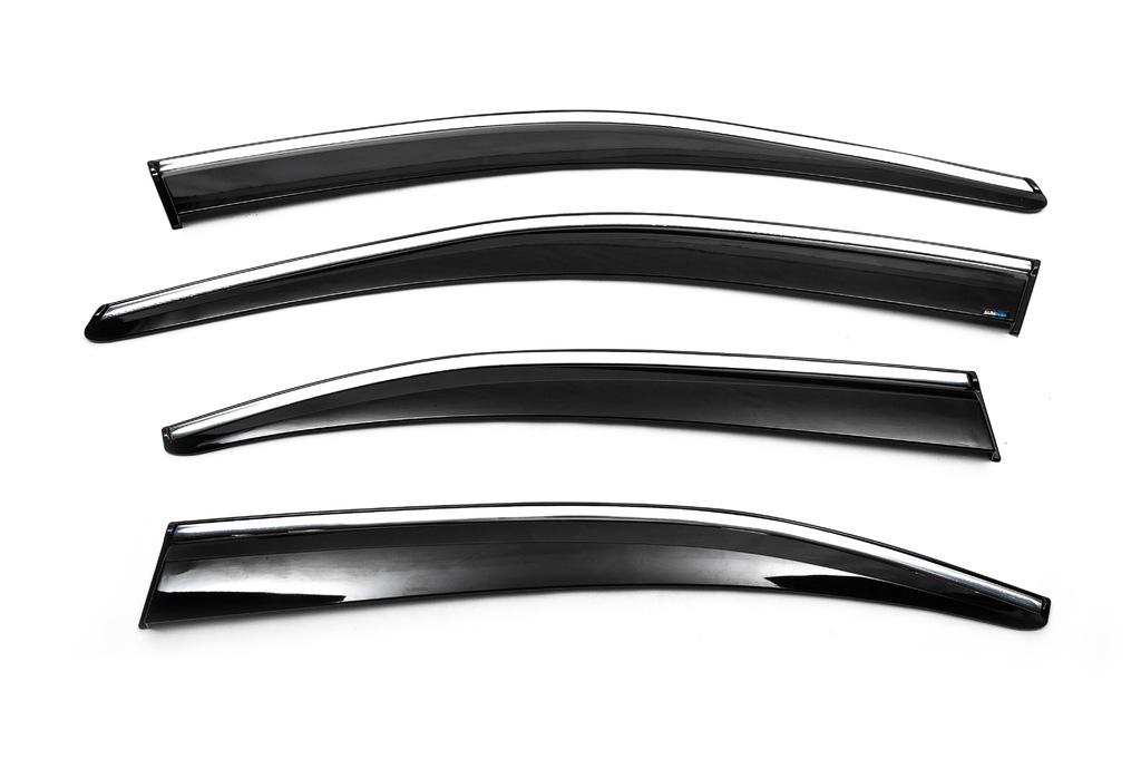 Ветровики с хромом Liftback Sunplex для Skoda Octavia III A7 2013-2019 гг. полистирол Черный
