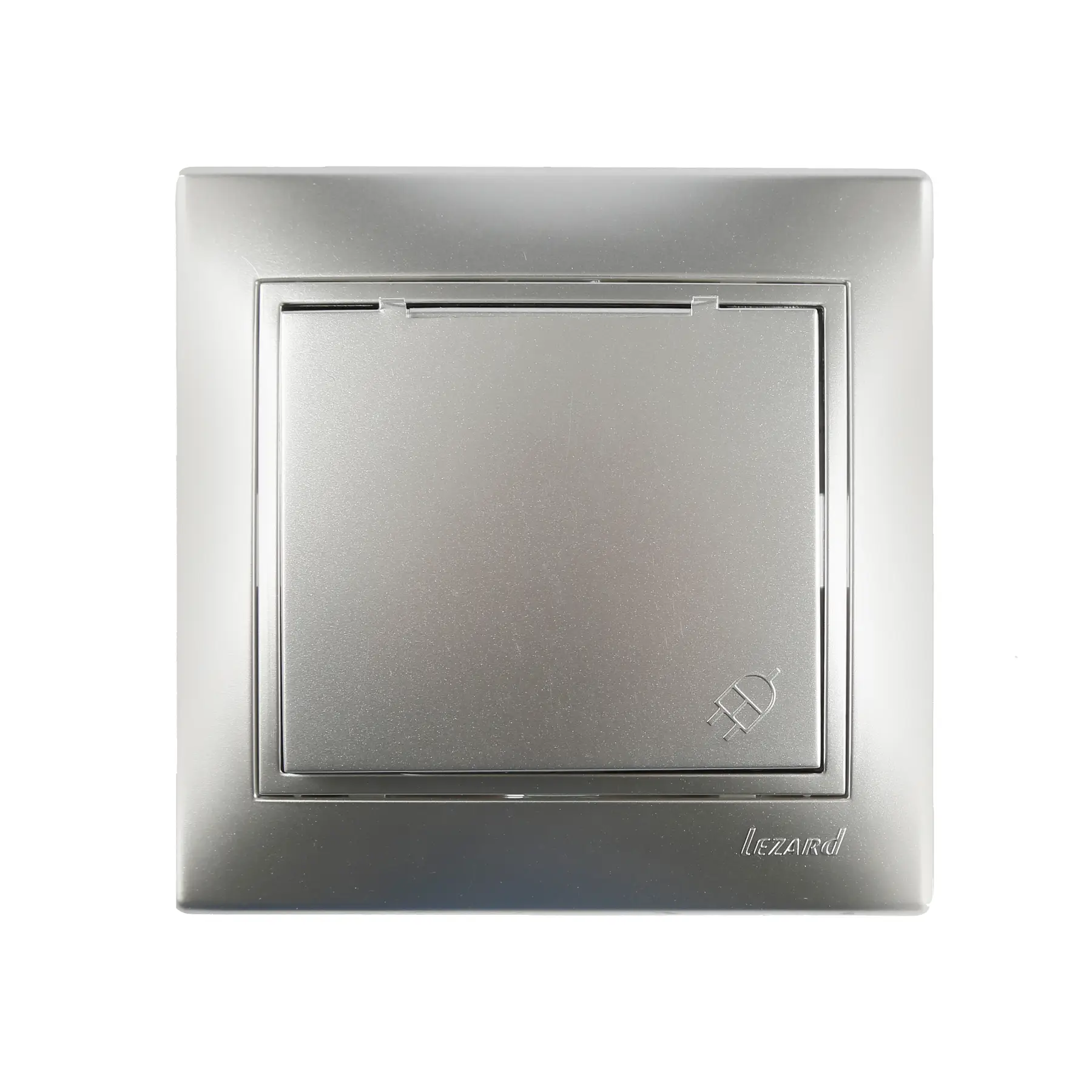 Розетка Lezard Mira 1-я с заземлением и крышкой Металлик