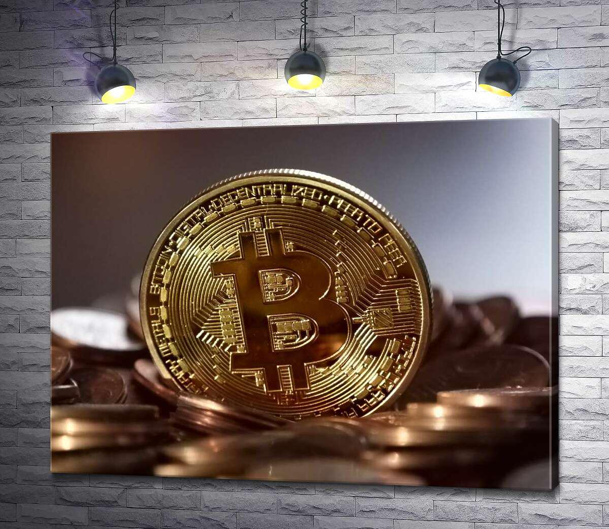 Картина ArtPoster Сложный лабиринт узор на монете биткоина 50x38 см Модуль №1 (003494)