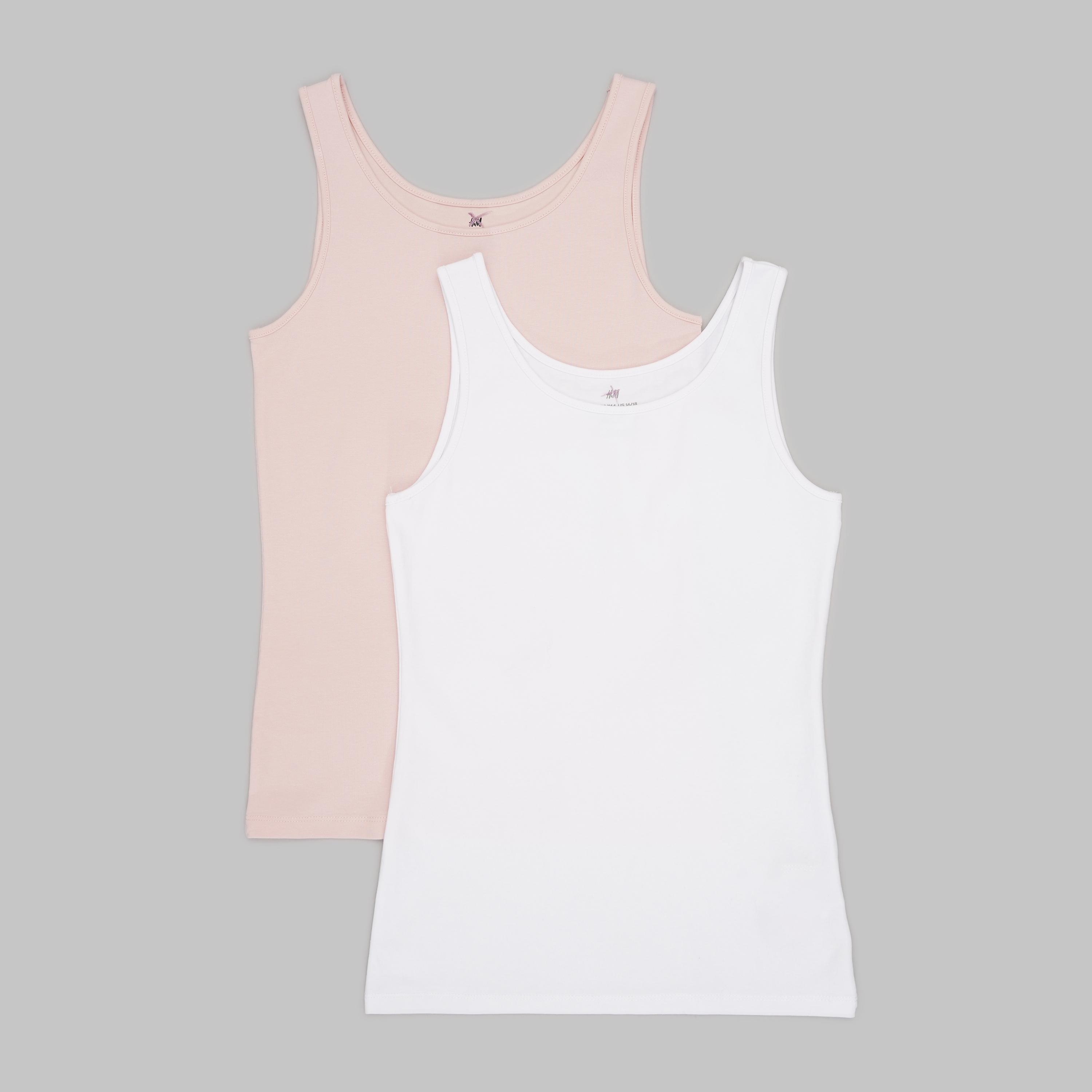 Майка H&M 2 шт. 158-164 см Біло-рожевий (Х231628425)