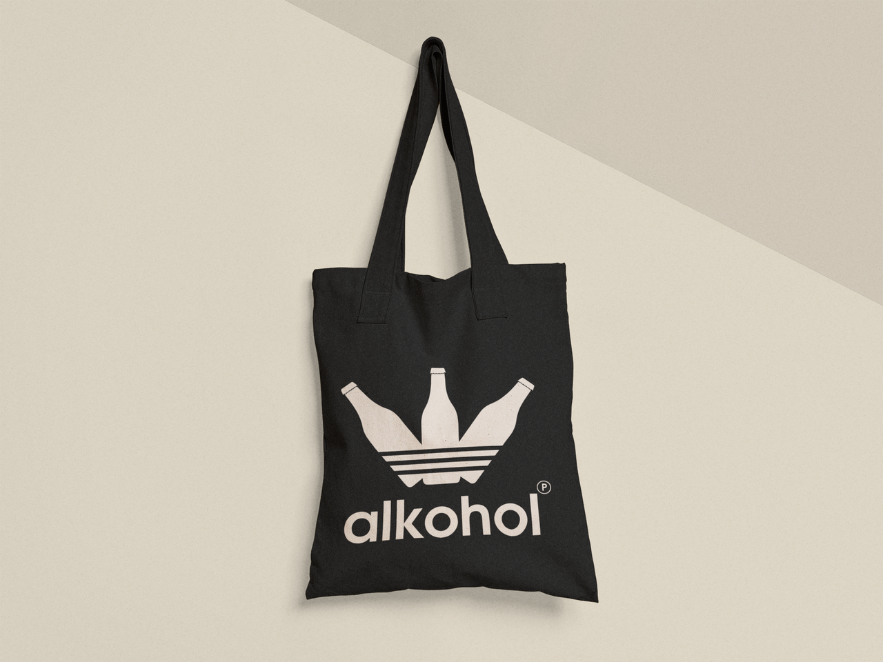 Эко-сумка шоппер с принтом "Alkohol" 38х40 см Черный (ПН407-Т1)