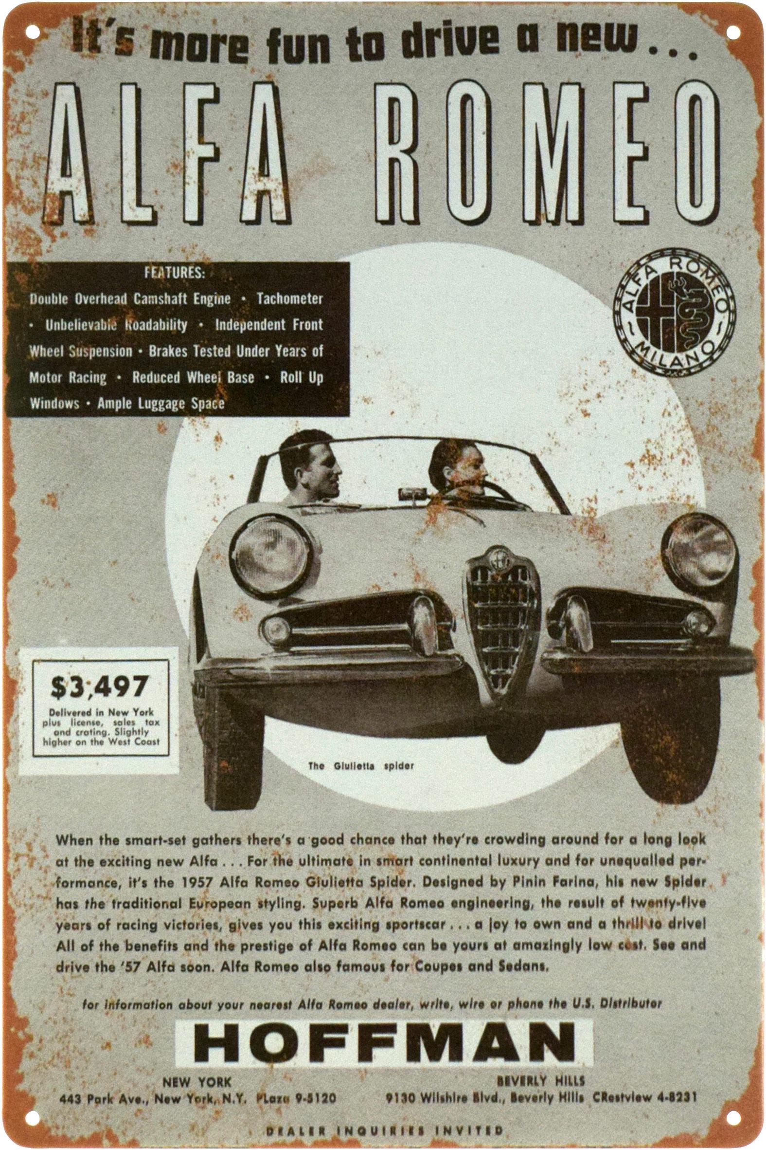 Металлическая табличка Alfa Romeo Hoffman 20x30 см