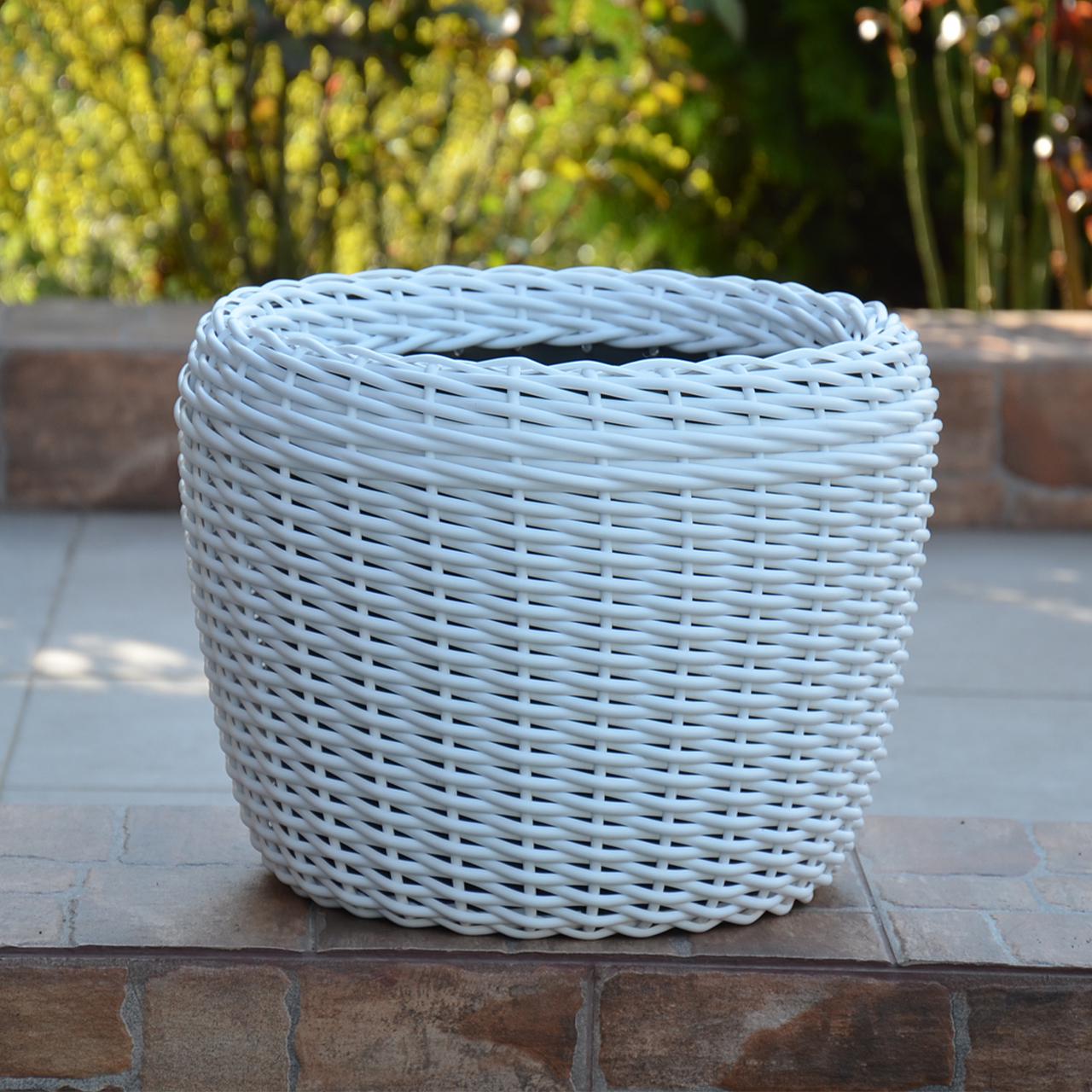Кашпо для рослин з штучного ротангу 16 л Білий - фото 2 Кашпо для рослин з штучного ротангу 16 л Білий - фото 2