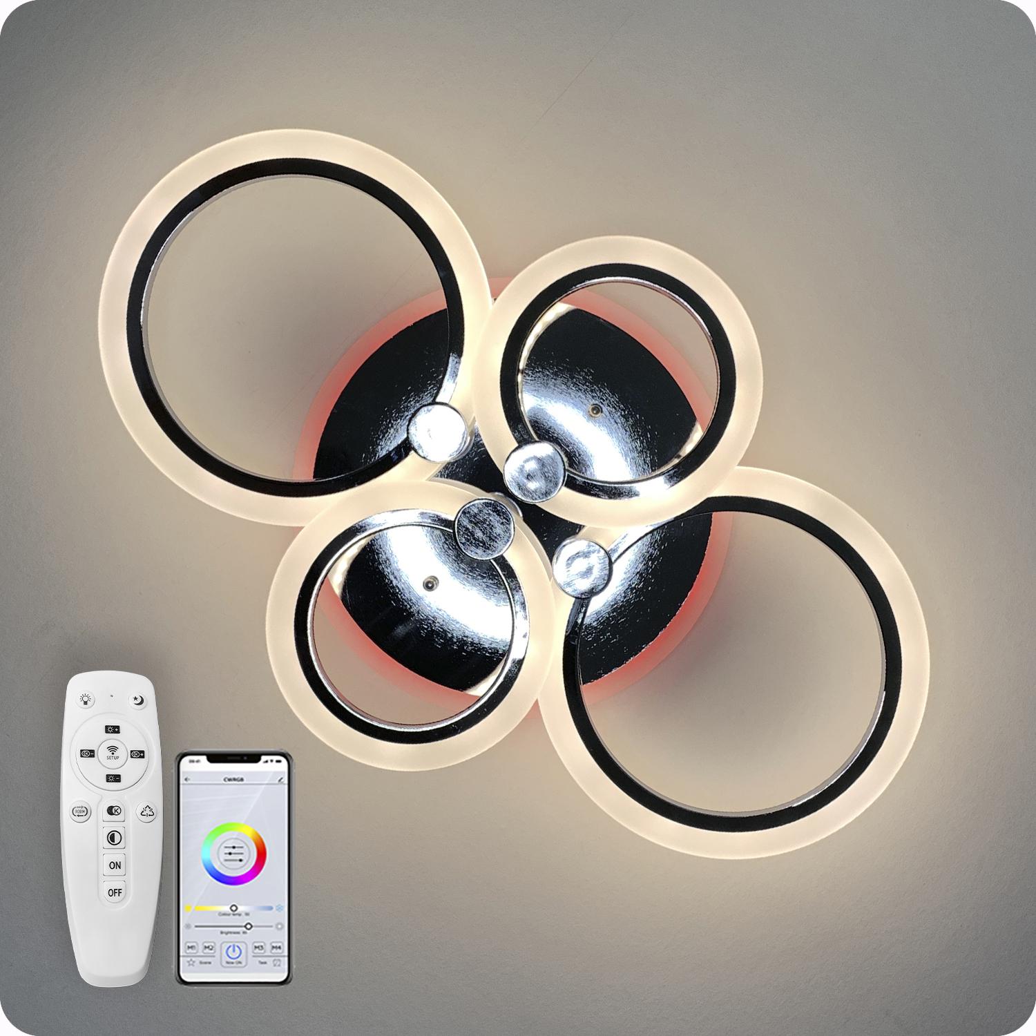 Люстра світлодіодна 517 Dlight 3color з пультом 80 Вт Хром (01530) - фото 5 Люстра світлодіодна 517 Dlight 3color з пультом 80 Вт Хром (01530) - фото 5