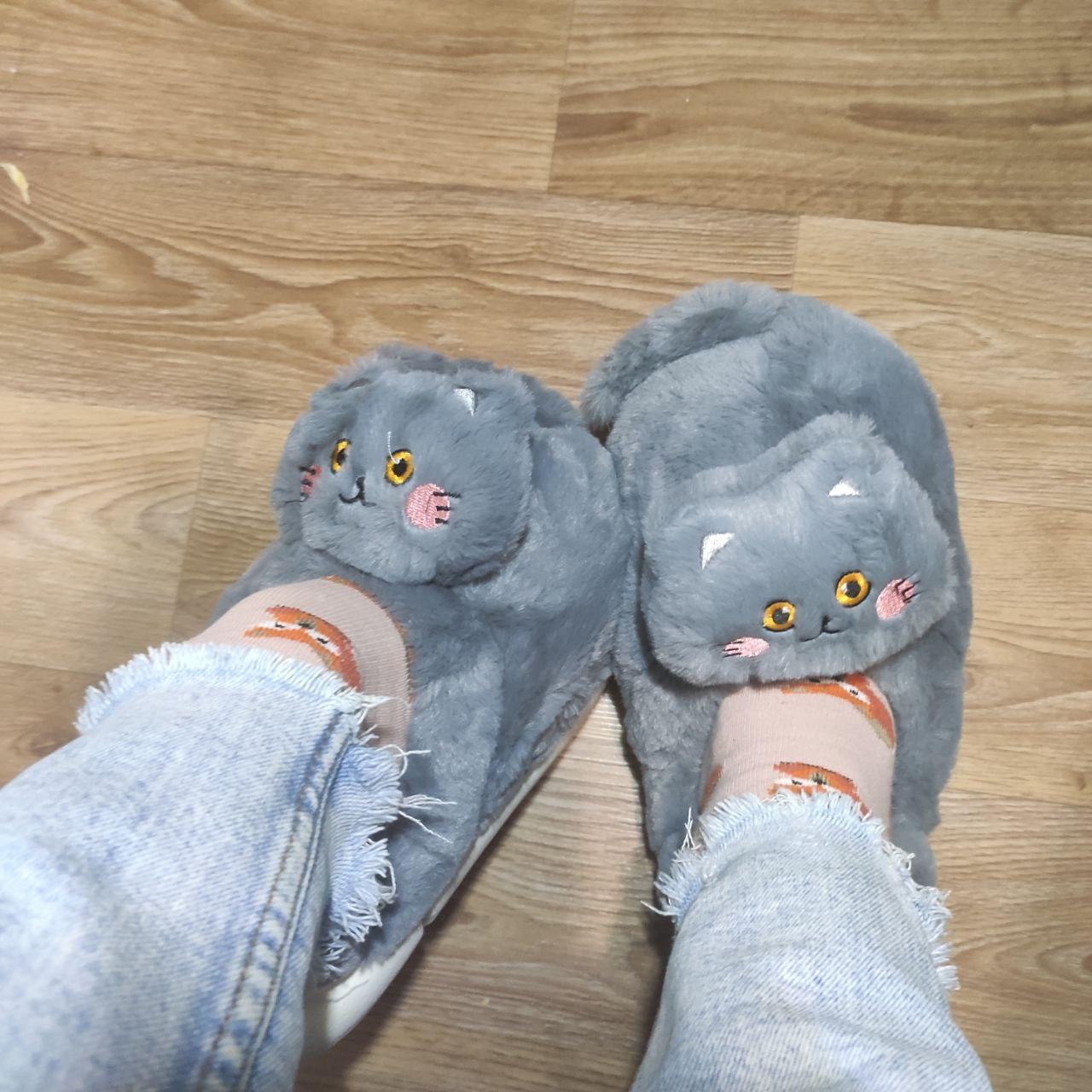 Домашние тапочки Кот Серый (1721722663)