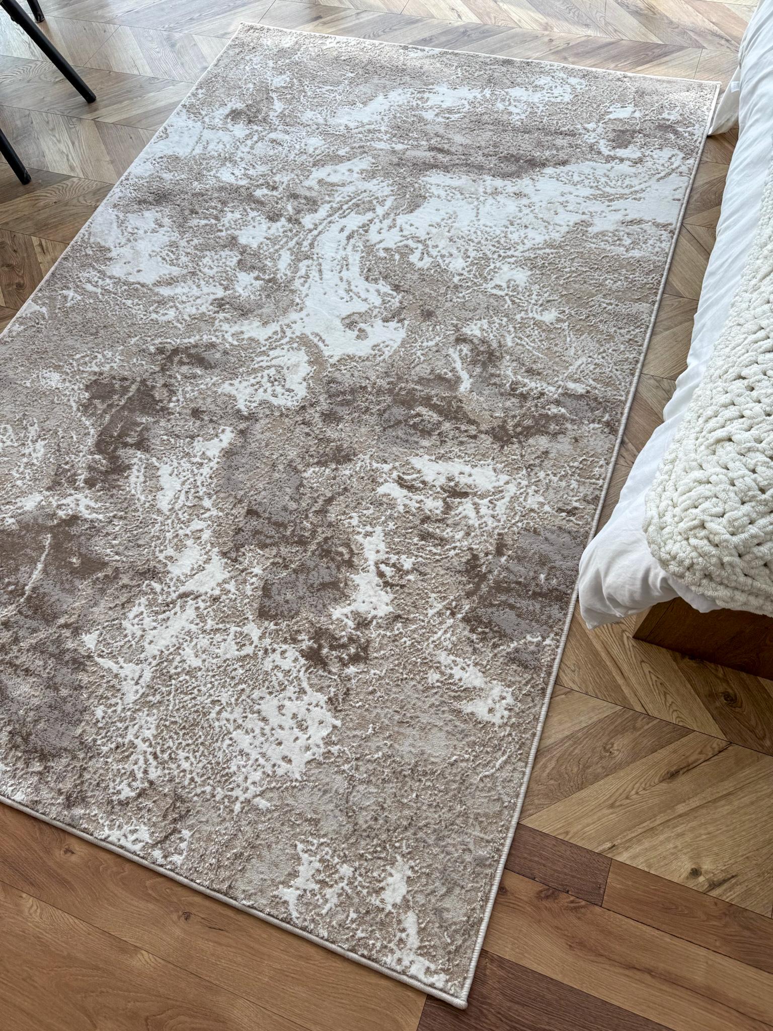 Килим прямокутний з абстрактним дизайном 300х400 см Бежевий