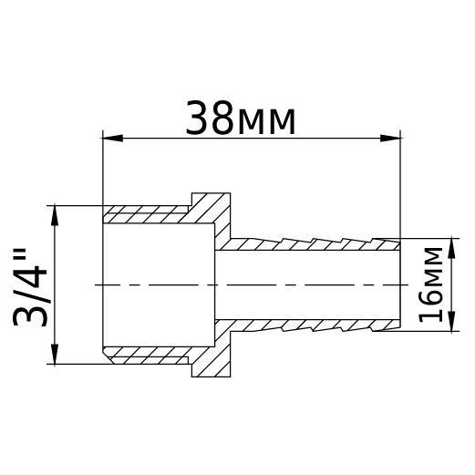 Штуцер латунний 3/4" ЗРх16 мм (GSR-000021930) - фото 3