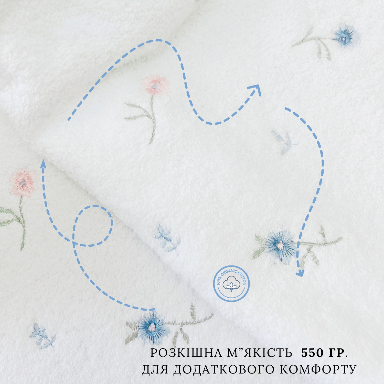 Полотенце хлопковое Flover водопоглощающее гипоаллергенное для лица 50х90 см (1310132311) - фото 3
