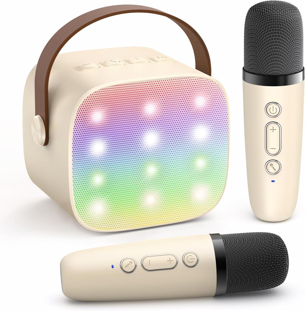 Караоке-машина Мини YLL Bluetooth с беспроводными микрофонами портативная Бежевый Караоке-машина Мини YLL Bluetooth с беспроводными микрофонами портативная Бежевый