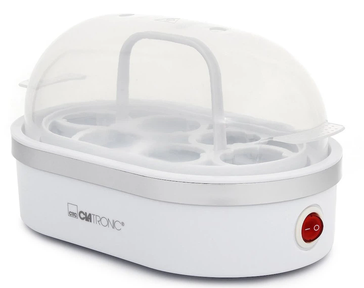 Яйцеварка електрична Clatronic EK 3497 400 Вт до 6 яєць мірний стакан проколювач яєць біло-срібляста (3497)