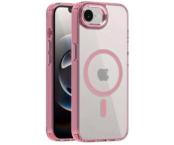 Чохол-накладка Ice Color Frame Magnetic Ring для iPhone 16e/iPhone 17e з магнітним кільцем Рожевий