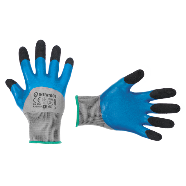 Рукавичка трикотажна Intertool синтетична посилена Синій/Чорний