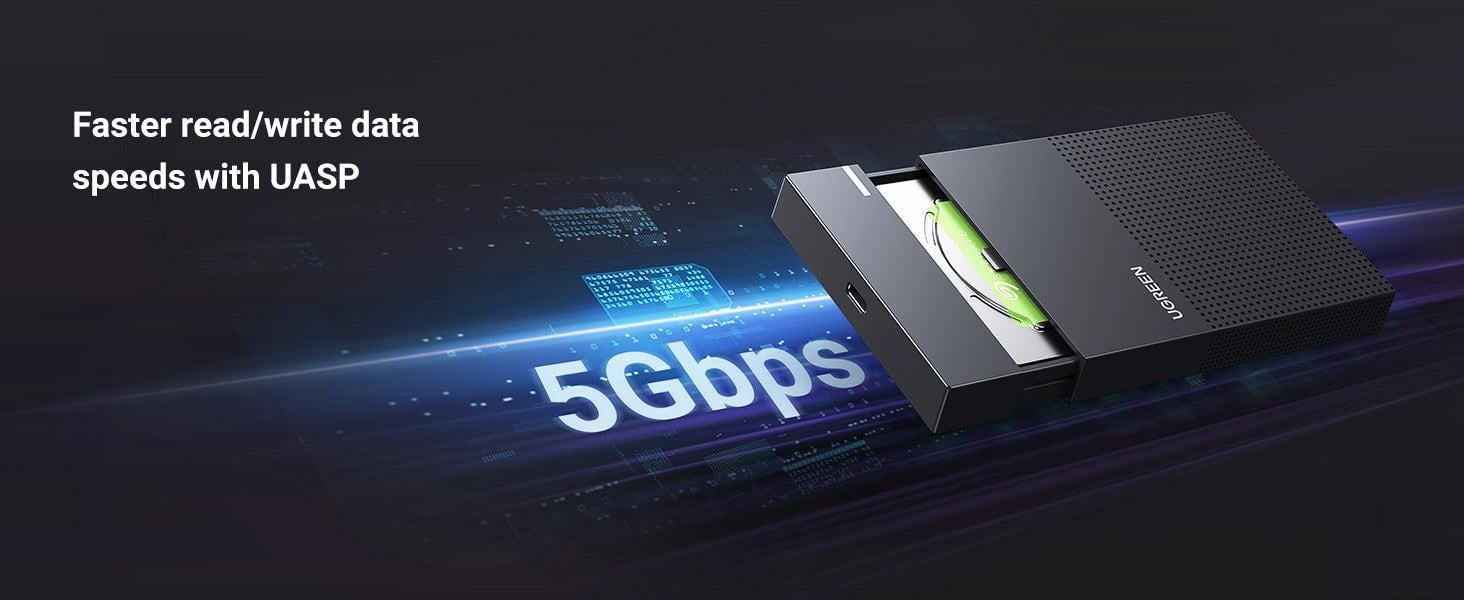 Корпус UGREEN для SSD/HDD 2,5"/5 Гбит/с USB 3.0 до SATA III с кабелем USB-Micro-USB Type-B Micro-B Черный (30725) - фото 12