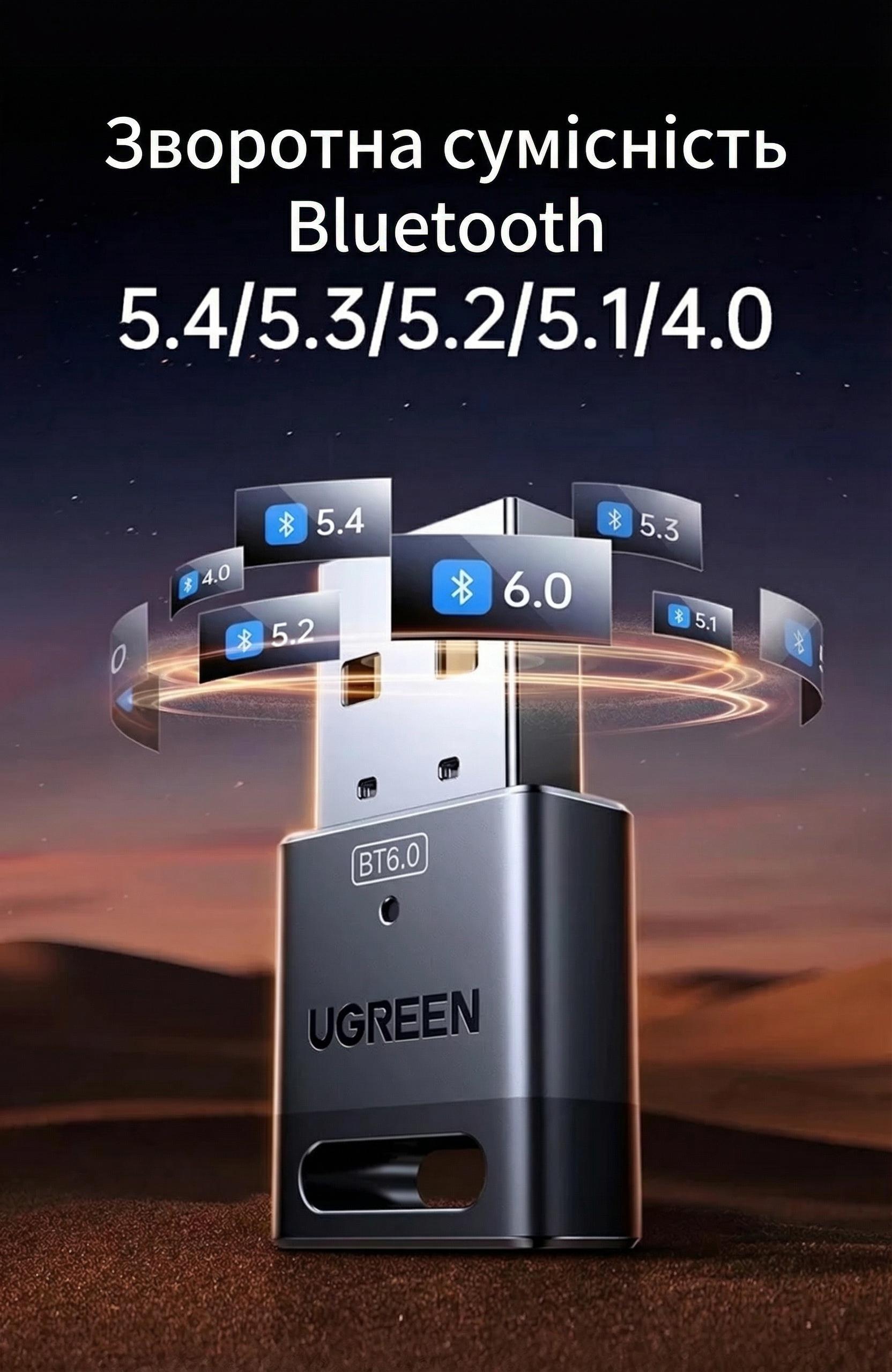 ᐉ Адаптер Bluetooth USB UGREEN CM748 6.0/20 м Черный (75073