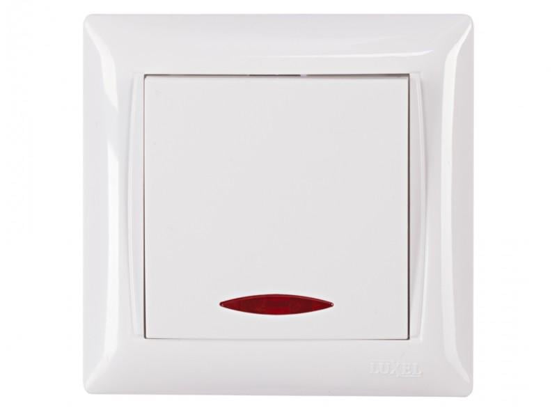 Выключатель одноклавишный с подсветкой PRIMERA Белый (3005)