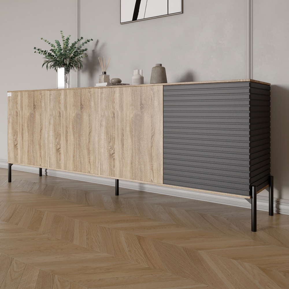 Комод Lion Грей 204x38x76,5 см Дуб Сонома/Трюфель/Асфальт (LION-042463)