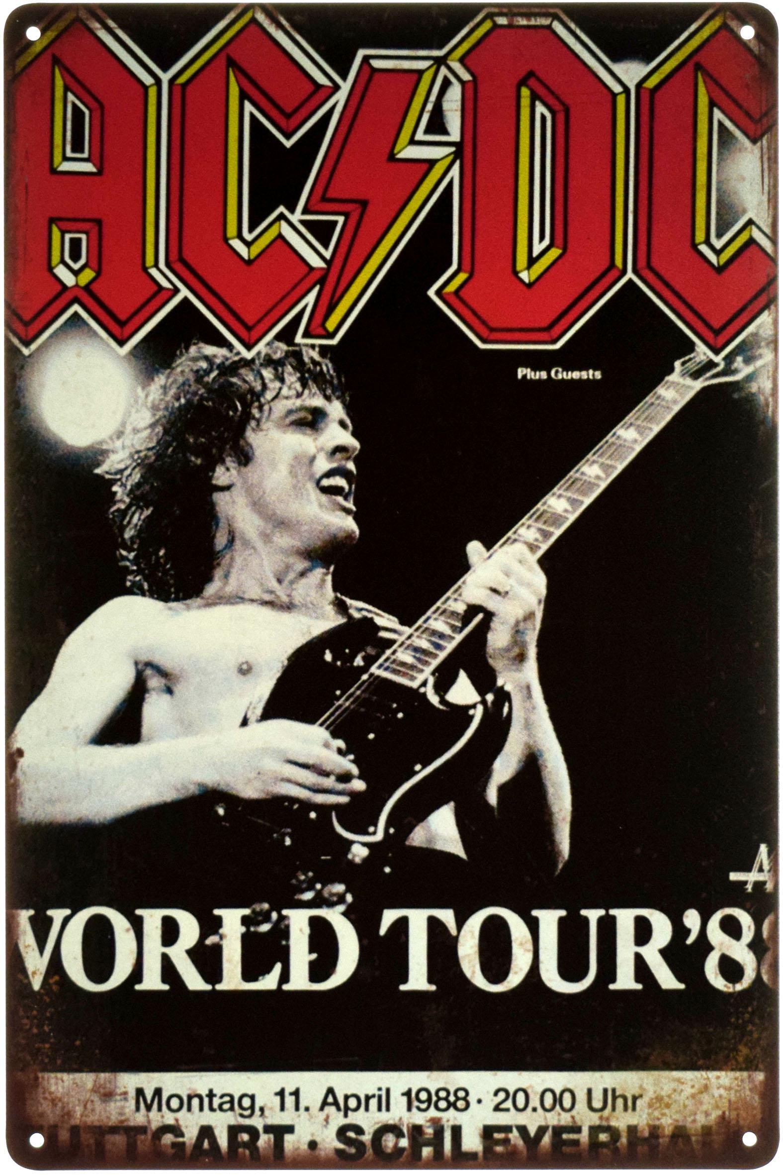 ᐉ Табличка металлическая AC/DC World Tour 1988 20x30 см