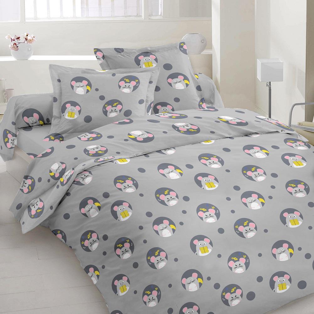 Комплект постельного белья Zastelli Мыши на сером бязь евро 200х220
