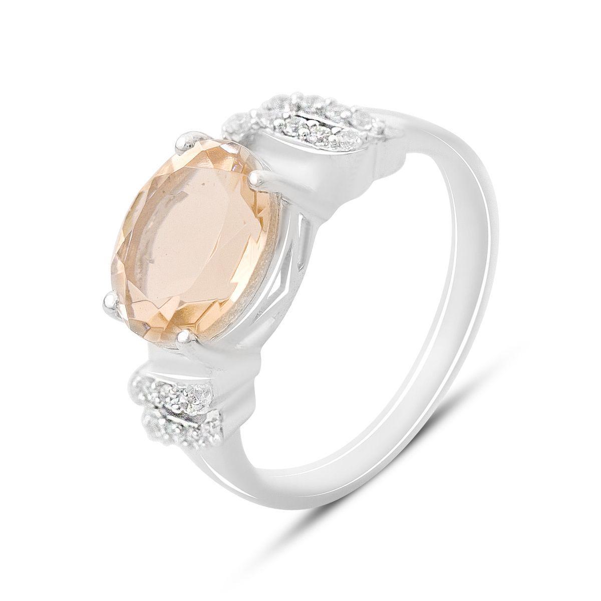 Кольцо серебряное Tiva с морганитом и фианитами nano 2,863 ct 2,88 г р. 17,5 (2162469)