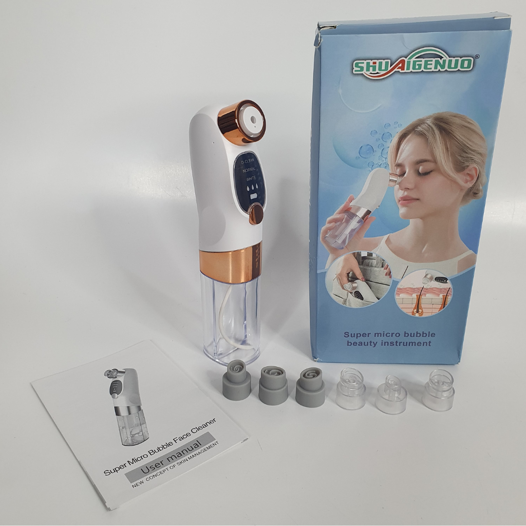 Аппарат вакуумный для очищения кожи и пор Super Micro Bubble Face Cleaner аккумуляторный с насадками (VCS-1086)