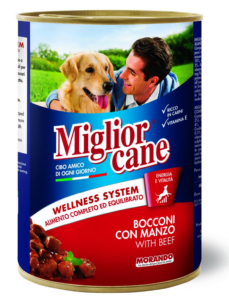 Вологий корм Migliorcane для дорослих собак у вигляді шматочків з яловичиною 405 г Вологий корм Migliorcane для дорослих собак у вигляді шматочків з яловичиною 405 г