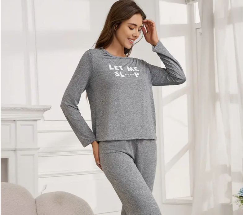 Костюм женский для дома и сна лонгслив/штаны M Серый (1323/31)