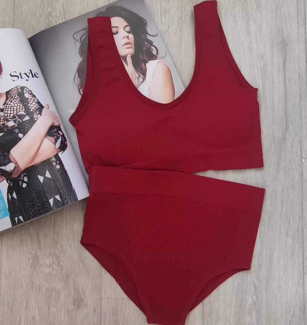 Комплект нижньої білизни в рубчик S/M Темно-пудровий (1440) - фото 4 Комплект нижньої білизни в рубчик S/M Темно-пудровий (1440) - фото 4