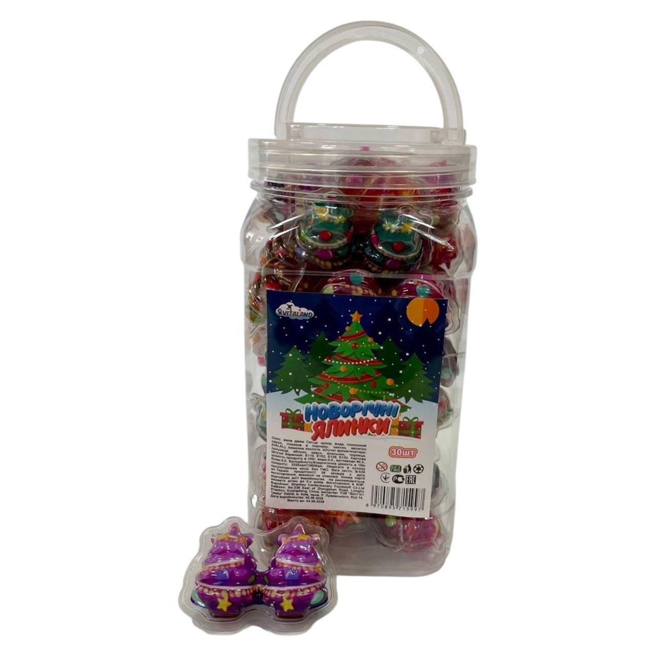 Цукерки Новорічні ялинки желейні фігурки з рідким центром 30 шт. (00000006707)