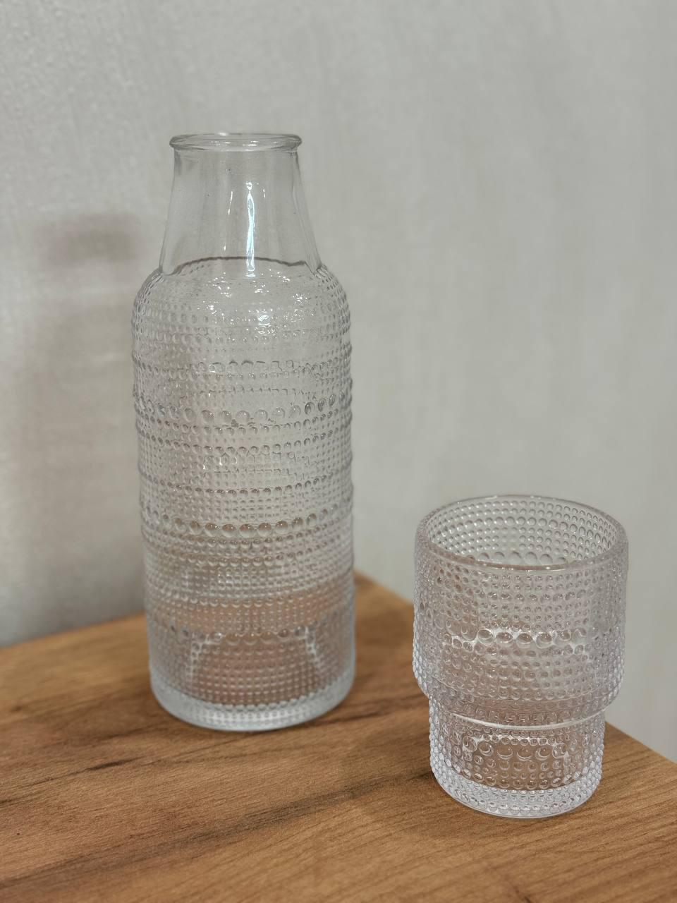 Набор питьевой YIWU стеклянный кувшин 1 л/стакан 200 мл 2 предмета Прозрачный (HP-19-6-1)