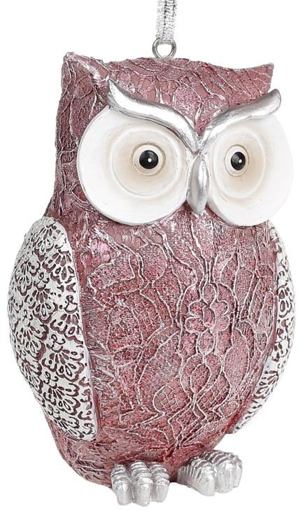 Подвесная фигурка Кружевная Сова Тиффани 8х7х12 см полистоун (BD-218-849)