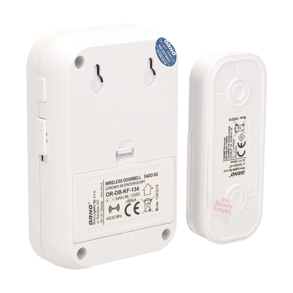 Дзвінок бездротовий ORNO FADO DC OR-DB-KF-134 36-тонний Білий - фото 7 Дзвінок бездротовий ORNO FADO DC OR-DB-KF-134 36-тонний Білий - фото 7
