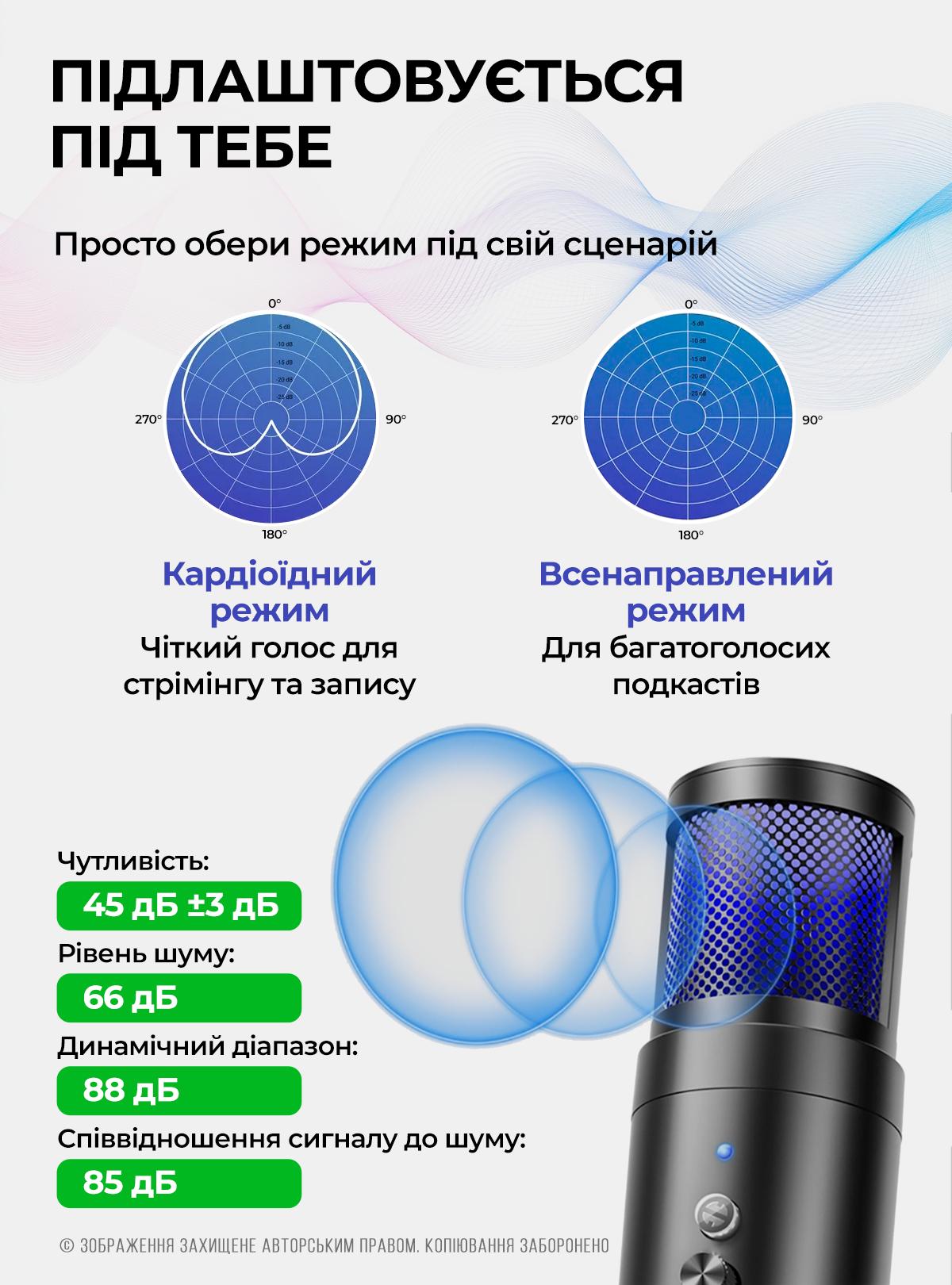 Микрофон для компьютера OnePro MU900 USB студийный/конденсаторный Черный (73763) - фото 7 Микрофон для компьютера OnePro MU900 USB студийный/конденсаторный Черный (73763) - фото 7