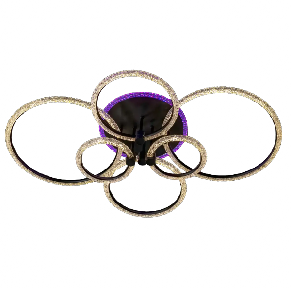 Люстра светодиодная Svet на шесть колец с подсветкой и пультом 3000К-6000К 176W+20W Черный (SC-2123/2+2C BK PK/BU/PL)