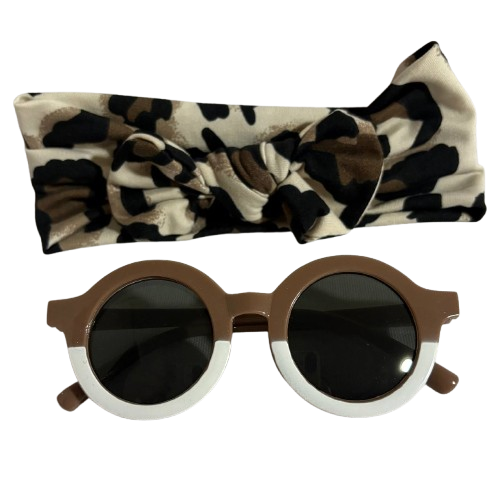 Набір окуляри дитячі та пов'язка на голову Леопард Бежевий (1719)