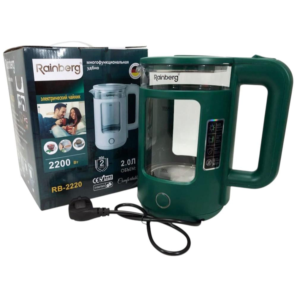 Електрочайник Rainberg RB-2220 2200 Вт Зелений (GR-05135) - фото 1