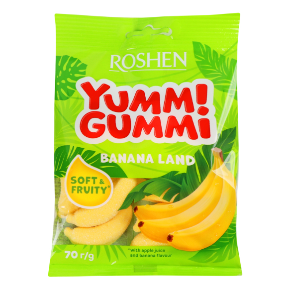 Цукерки желейні Roshen Banana Land Yummi Gummi 70 г (4823077638459)