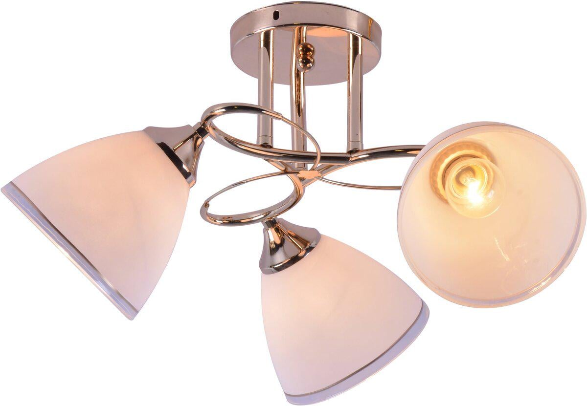 Люстра потолочная Light House SRS-20729/3 плафон белый с каймой Золотой