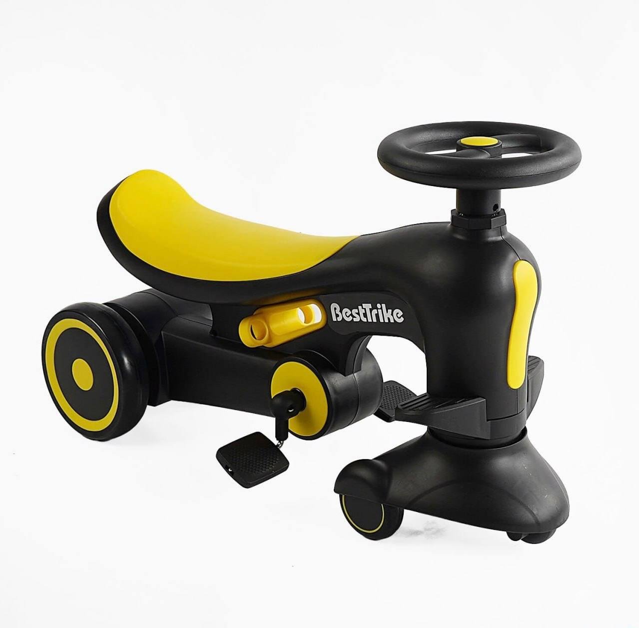 Детский велосипед-толокар Best Trike BST-7702 с родительской ручкой Желто-черный (28926643)
