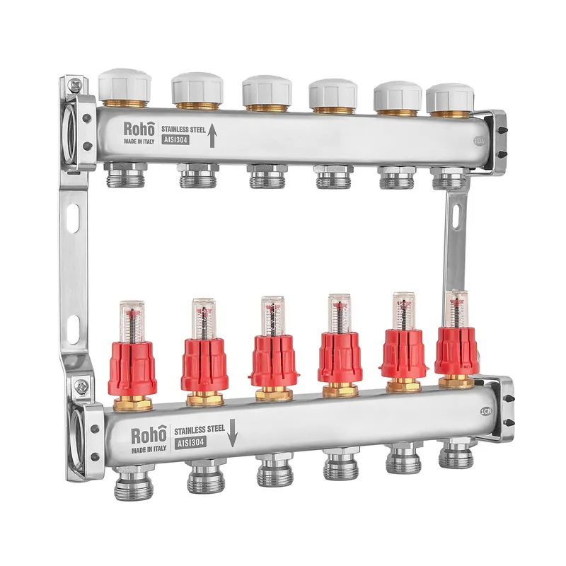 Колектор Roho R804-06M 1"х 6 вих із витратоміром і термостатичними клапанами (RO1031)