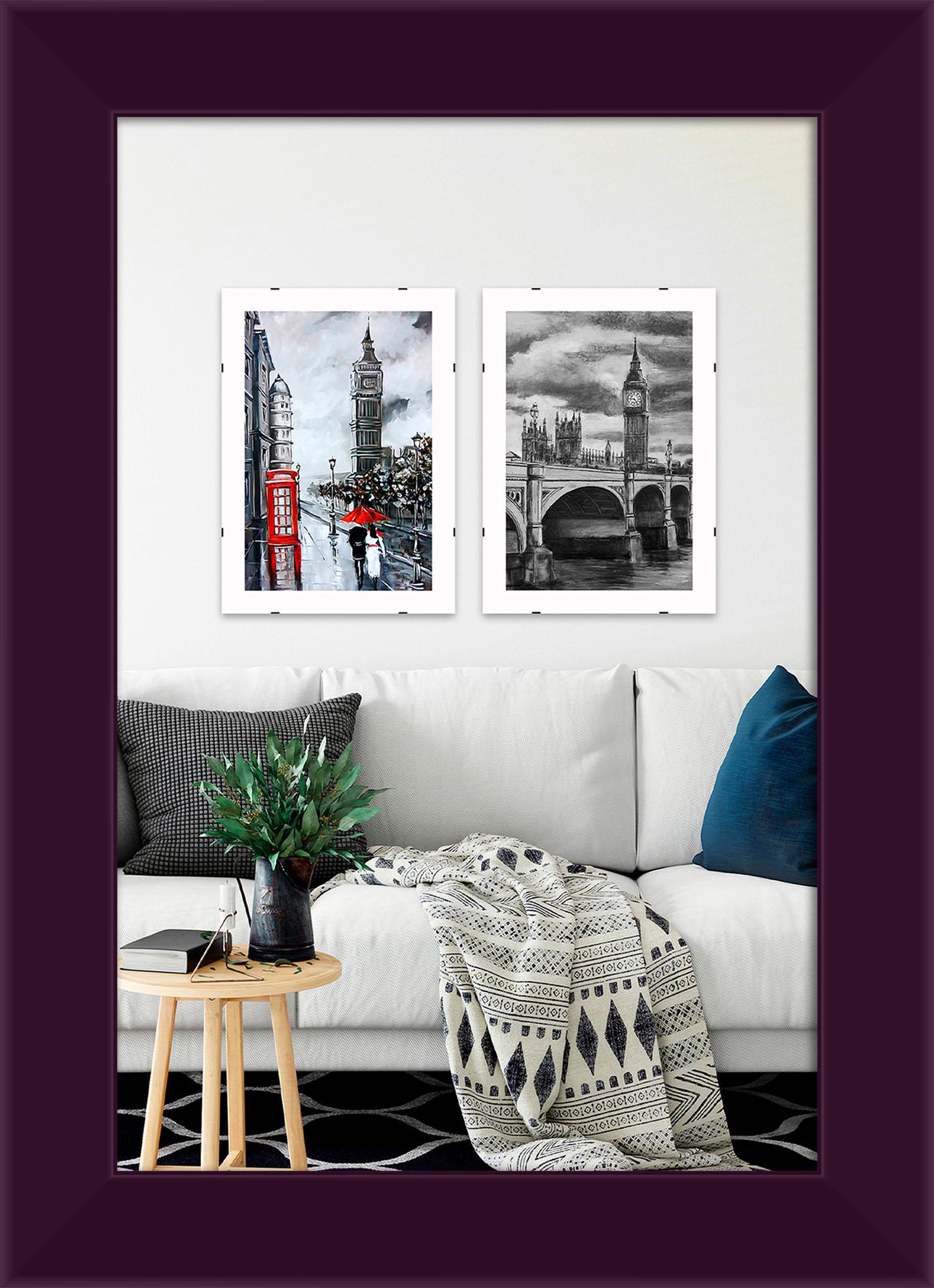 Фоторамка деревянная EmojiFrame 20х30 см AH3322-02 пластиковое стекло 0,8 мм Фиолетовый - фото 1